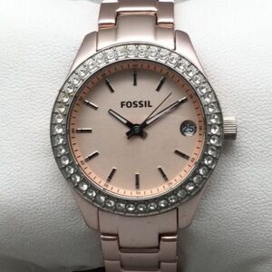 FOSSIL Stella Mini Glitz Watch (ES2976) Rose Gold-Tone With Crystal-Set Bezel